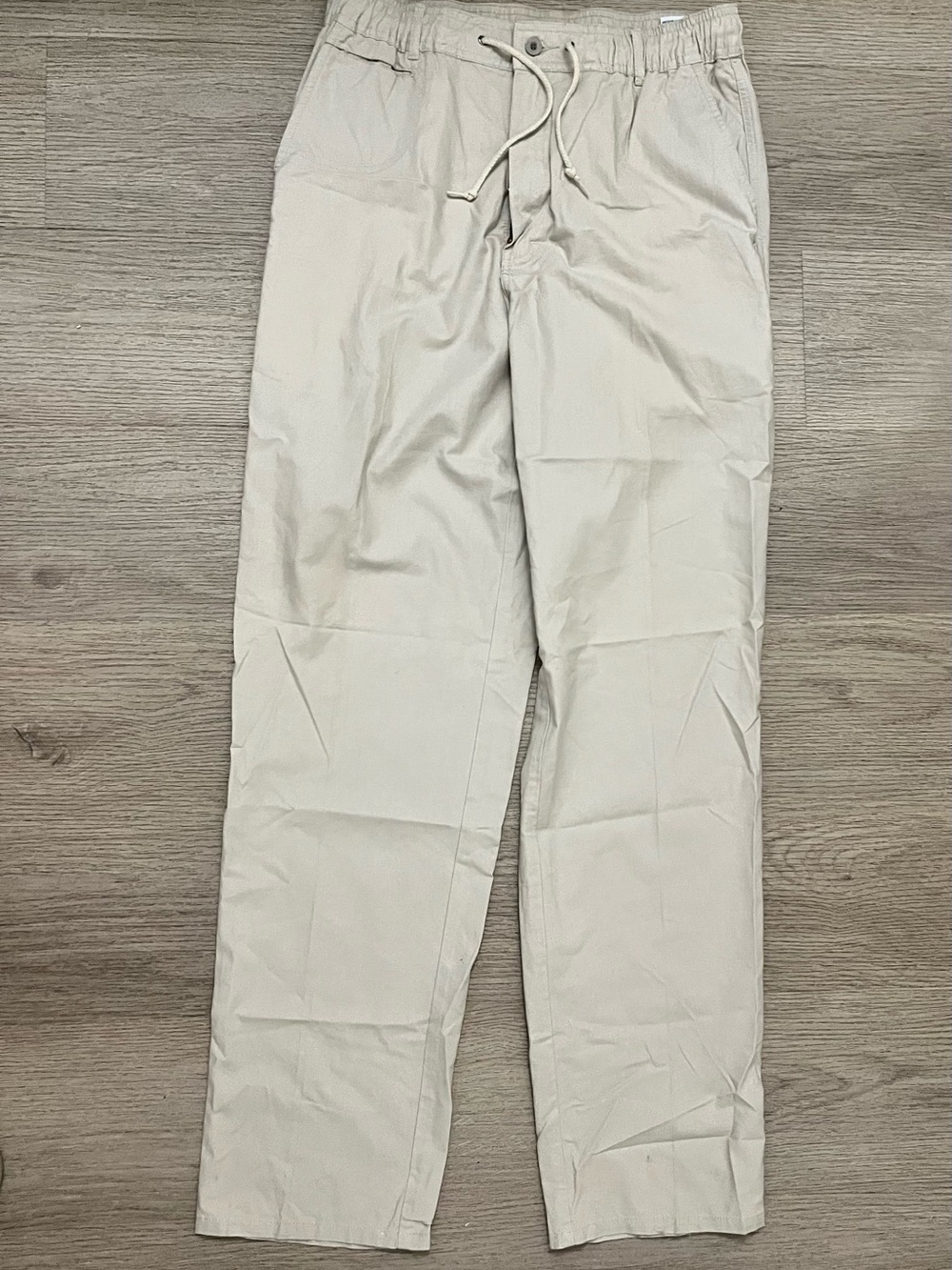 Men's Drawstring Cream Chinos